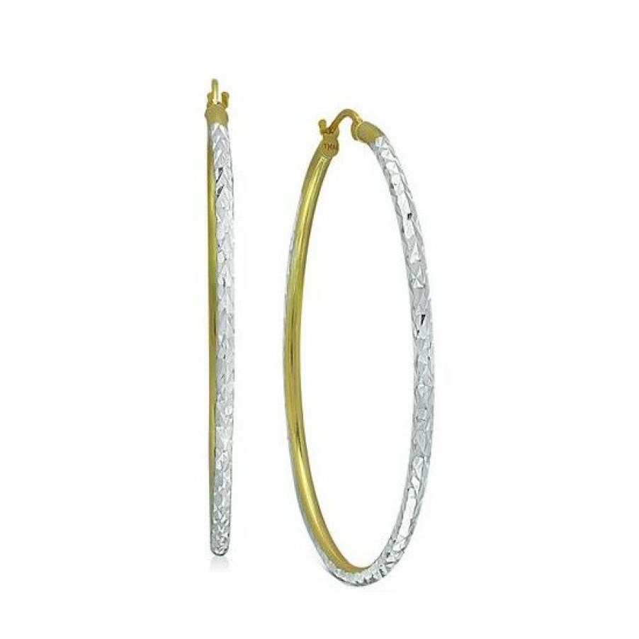 Jewelry & Watches * | Best Pirce Giani Bernini Medium Two-Tone Textured Hoop Earrings In Sterling Silver & 18K Gold-Plate, 1.37, Created For Macy'S Twotone