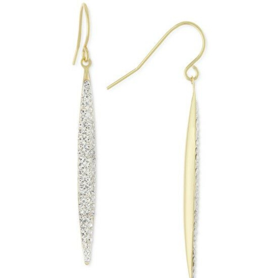 Jewelry & Watches * | New Giani Bernini Crystal Pave Drop Earrings In 14K Gold-Plated Sterling Silver, Created For Macy'S Gold Over Sterling Silver