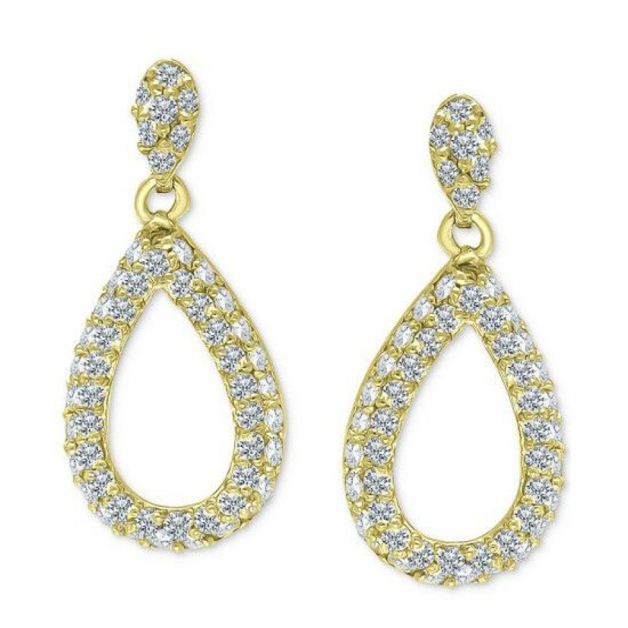 Jewelry & Watches * | Wholesale Giani Bernini Cubic Zirconia Open Teardrop Drop Earrings, Created For Macy'S Gold Over Silver