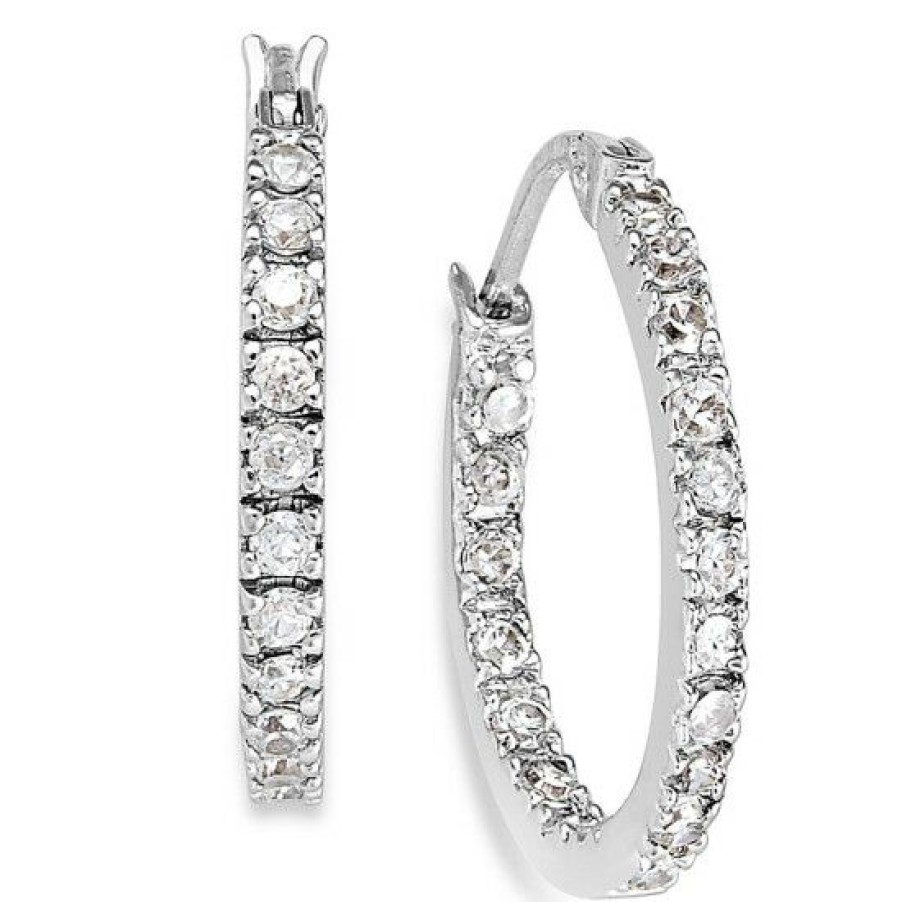 Jewelry & Watches * | Buy Giani Bernini Small Earrings, Cubic Zirconia Hoop Earrings, 0.6, (3/4 Ct. T.W.) Sterling Silver