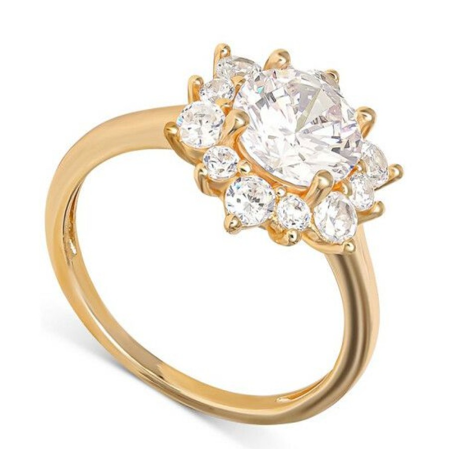 Jewelry & Watches * | Best Pirce Giani Bernini Cubic Zirconia Cluster Flower Ring In Gold-Plated Sterling Silver, Created For Macy'S Gold Over Sterling Silver