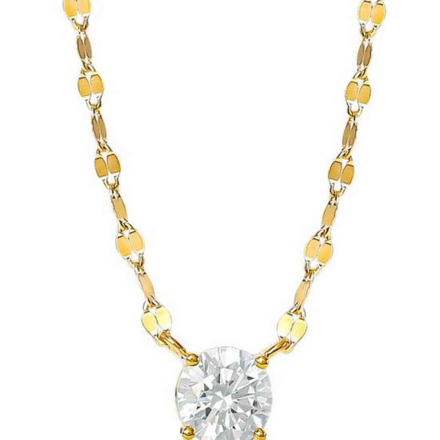 Jewelry & Watches * | Wholesale Giani Bernini Cubic Zirconia Solitaire 18 Pendant Necklace In 18K Plated Sterling Silver, Created For Macy'S Gold