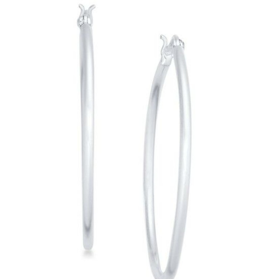 Jewelry & Watches * | Brand New Giani Bernini Large Skinny Hoop Earrings In Sterling , 1.6, Created For Macy'S Silver