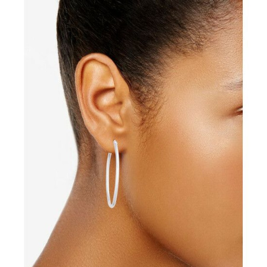 Jewelry & Watches * | Brand New Giani Bernini Large Skinny Hoop Earrings In Sterling , 1.6, Created For Macy'S Silver