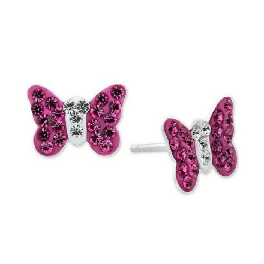 Jewelry & Watches * | Brand New Giani Bernini Crystal Pave Butterfly Stud Earrings In Sterling Silver, Created For Macy'S Multi