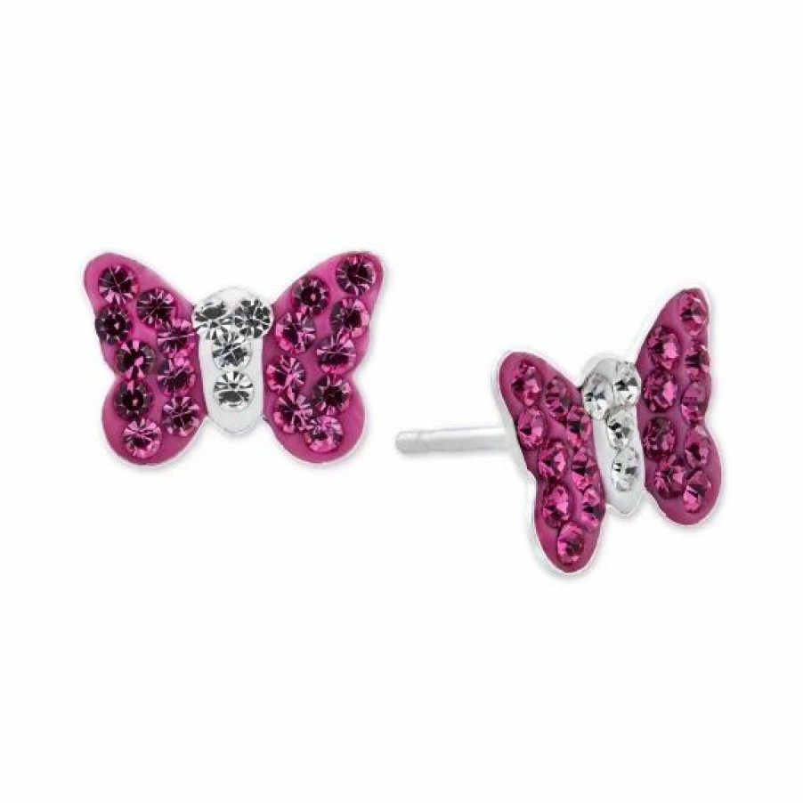 Jewelry & Watches * | Brand New Giani Bernini Crystal Pave Butterfly Stud Earrings In Sterling Silver, Created For Macy'S Multi