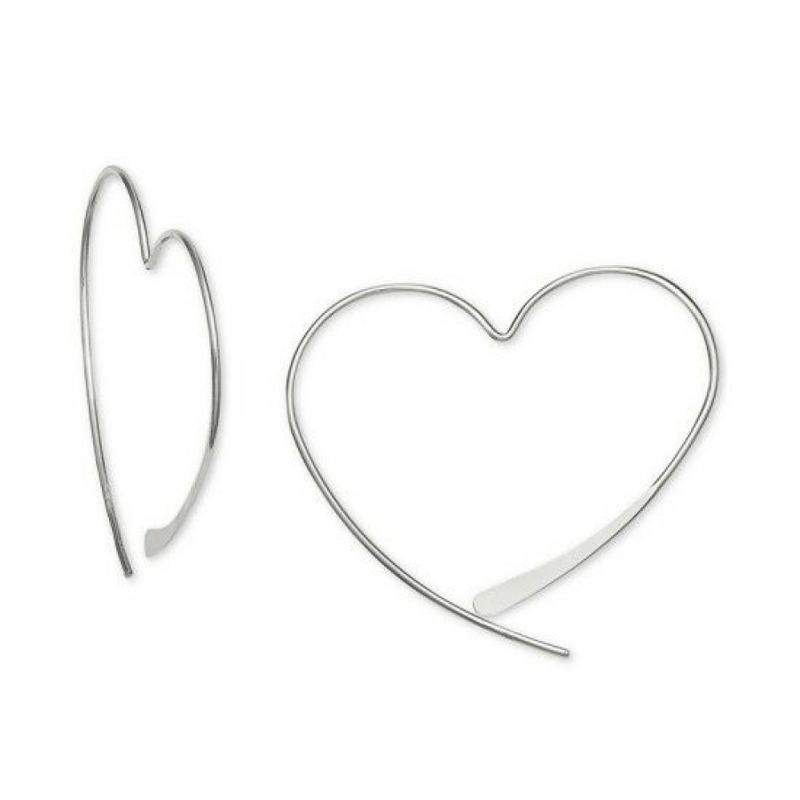 Jewelry & Watches * | Deals Giani Bernini Wire Heart Threader Earrings In , Created For Macy'S Sterling Silver