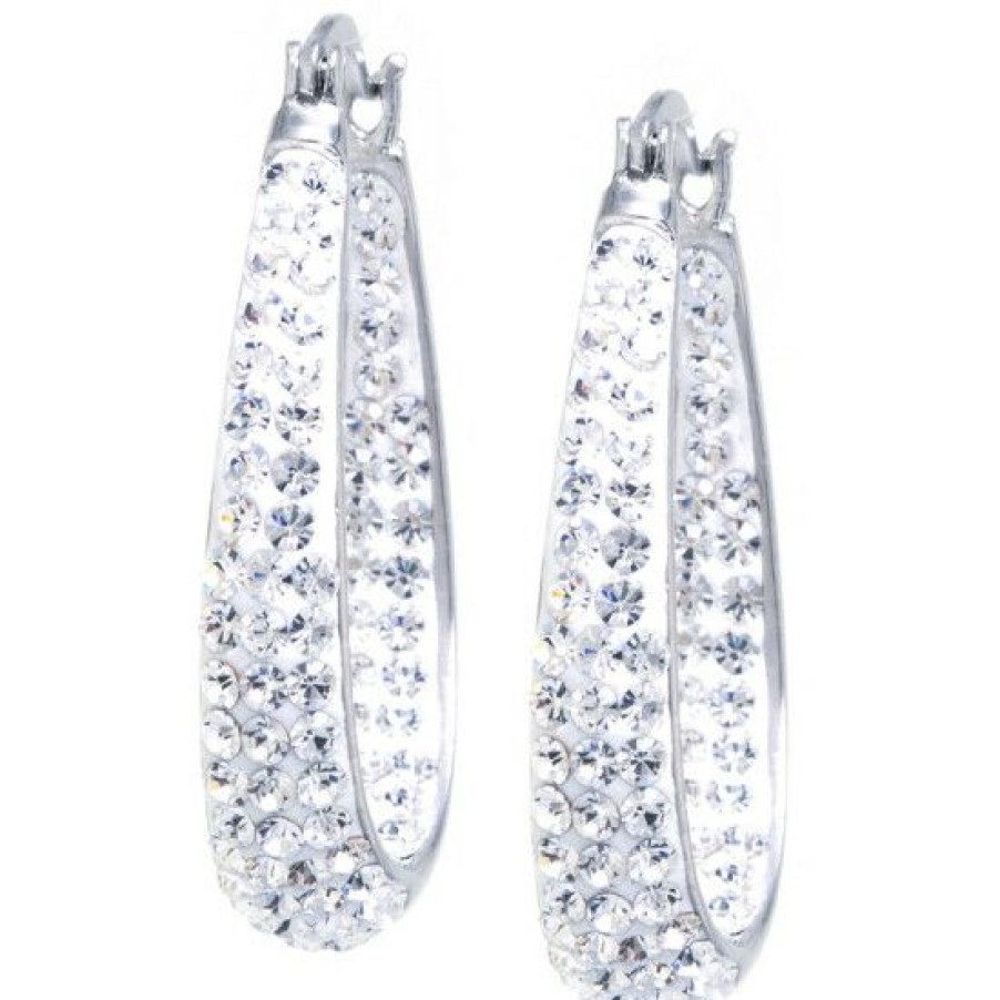 Jewelry & Watches * | Promo Giani Bernini Crystal Pave In & Out Oval Hoop Earrings In , Created For Macy'S Sterling Silver