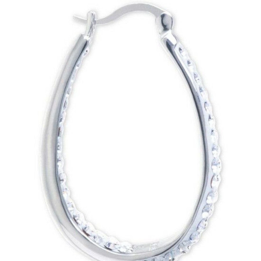 Jewelry & Watches * | Promo Giani Bernini Crystal Pave In & Out Oval Hoop Earrings In , Created For Macy'S Sterling Silver