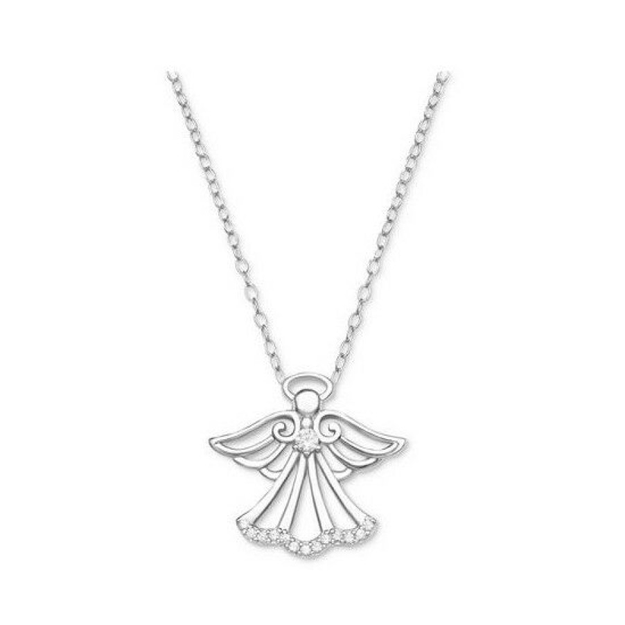 Jewelry & Watches * | Promo Giani Bernini Ornament Box With Cubic Zirconia Angel 18 Pendant Necklace In , Created For Macy'S Sterling Silver