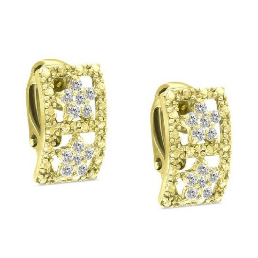 Jewelry & Watches * | Best Pirce Giani Bernini Cubic Zirconia Open Rectangle Clip-On Stud Earrings In 18K Plated Sterling Silver, Created For Macy'S Gold