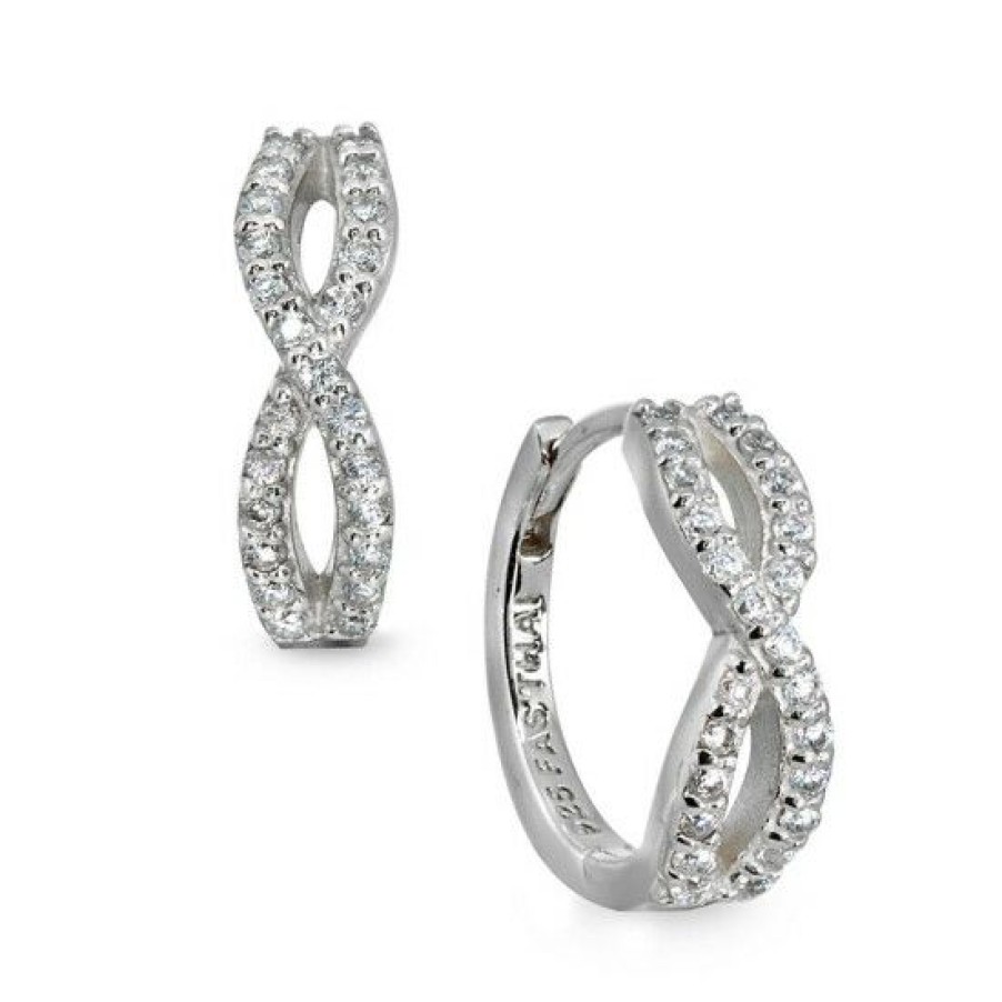 Jewelry & Watches * | Outlet Giani Bernini Cubic Zirconia Infinity Huggie Hoop Earrings In Sterling