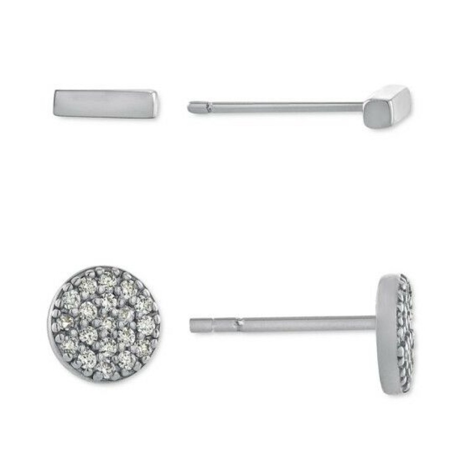 Jewelry & Watches * | Wholesale Giani Bernini 2-Pc. Cubic Zirconia Cluster & Bar Stud Earrings In , Created For Macy'S Sterling Silver