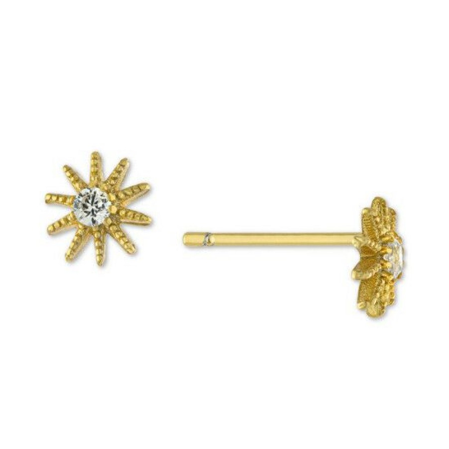 Jewelry & Watches * | Best Reviews Of Giani Bernini Cubic Zirconia Sun Stud Earrings In Gold-Plated Sterling Silver, Created For Macy'S Yellow