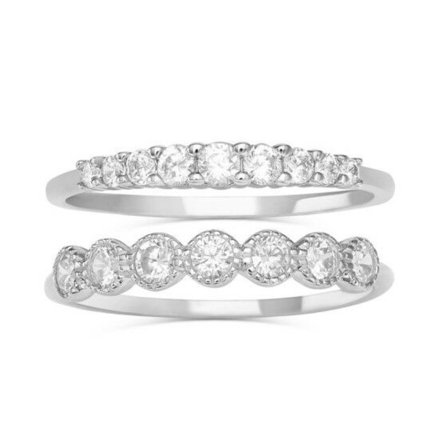 Jewelry & Watches * | Deals Giani Bernini 2-Pc. Set Cubic Zirconia Stackable Rings In , Created For Macy'S Sterling Silver