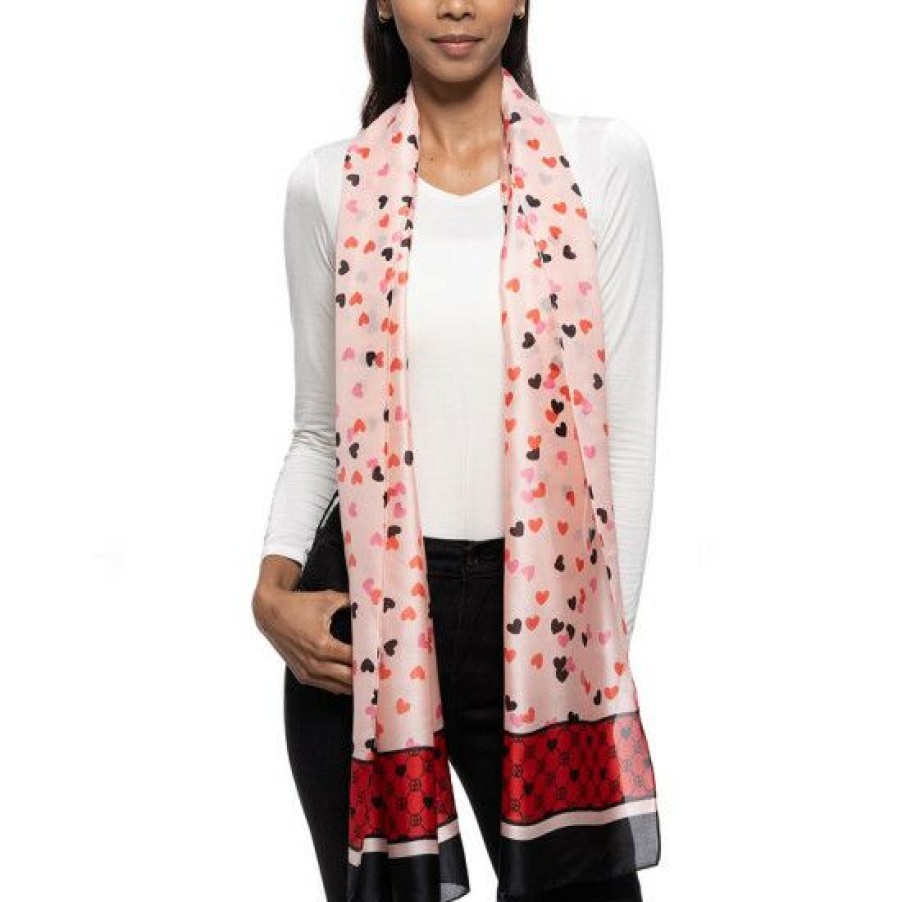 Handbags & Accessories * | Outlet Giani Bernini Women'S Confetti Hearts Oblong Scarf Pink