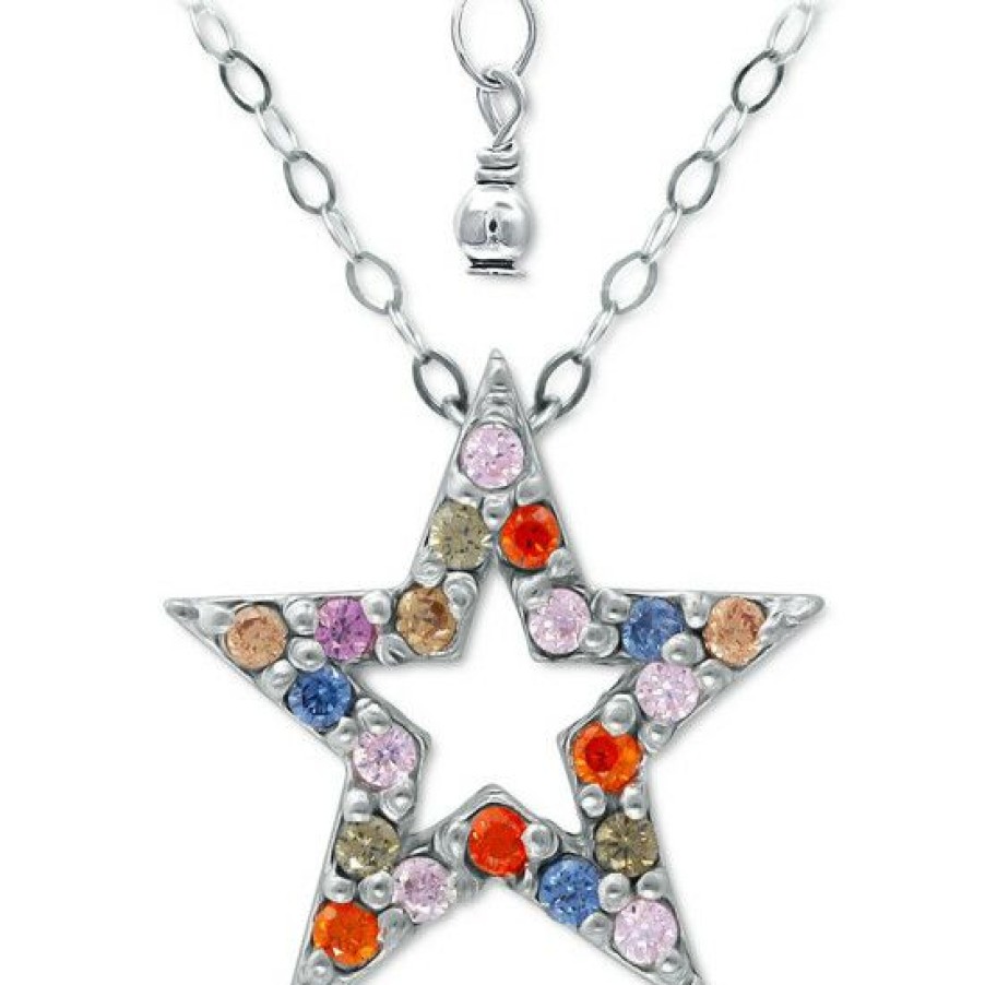 Jewelry & Watches * | Best Pirce Giani Bernini Rainbow Cubic Zirconia Star Pendant Necklace, 16 + 2 Extender, Created For Macy'S Sterling Silver