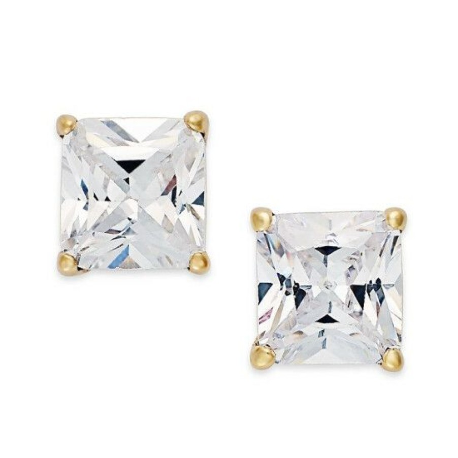 Jewelry & Watches * | Brand New Giani Bernini Cubic Zirconia Square Stud Earrings (2 Ct. T.W.) In 18K Gold Over Sterling , Created For Macy'S