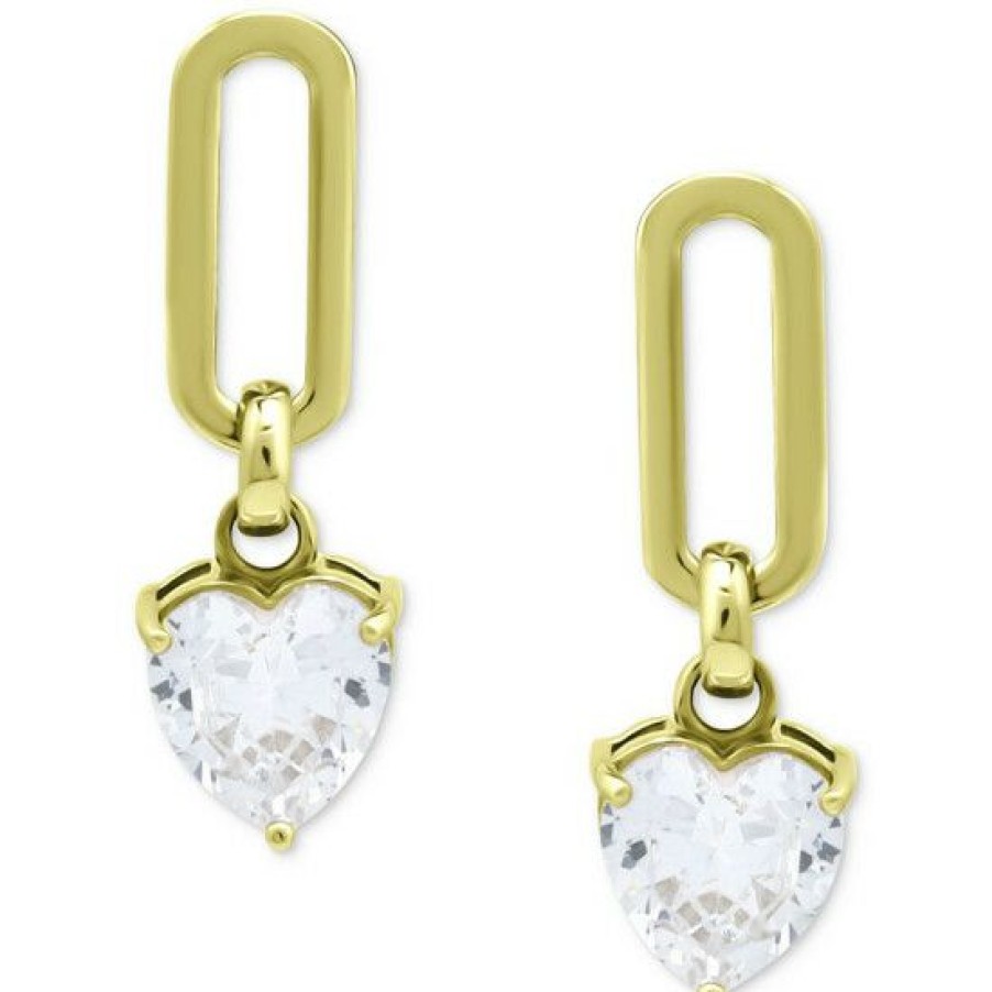 Jewelry & Watches * | Brand New Giani Bernini Cubic Zirconia Heart Drop Earrings, Created For Macy'S