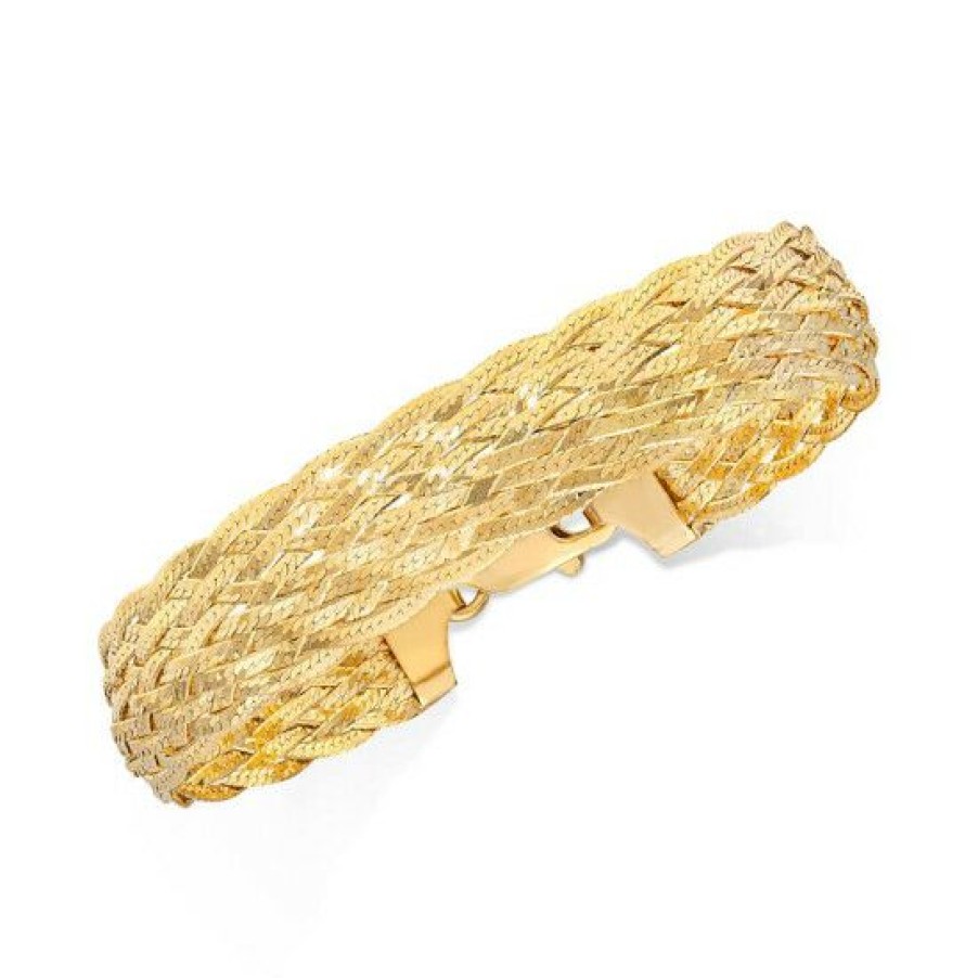 Jewelry & Watches * | Top 10 Giani Bernini Braided Link Bracelet In 18K Gold-Plated , Created For Macy'S Sterling Silver