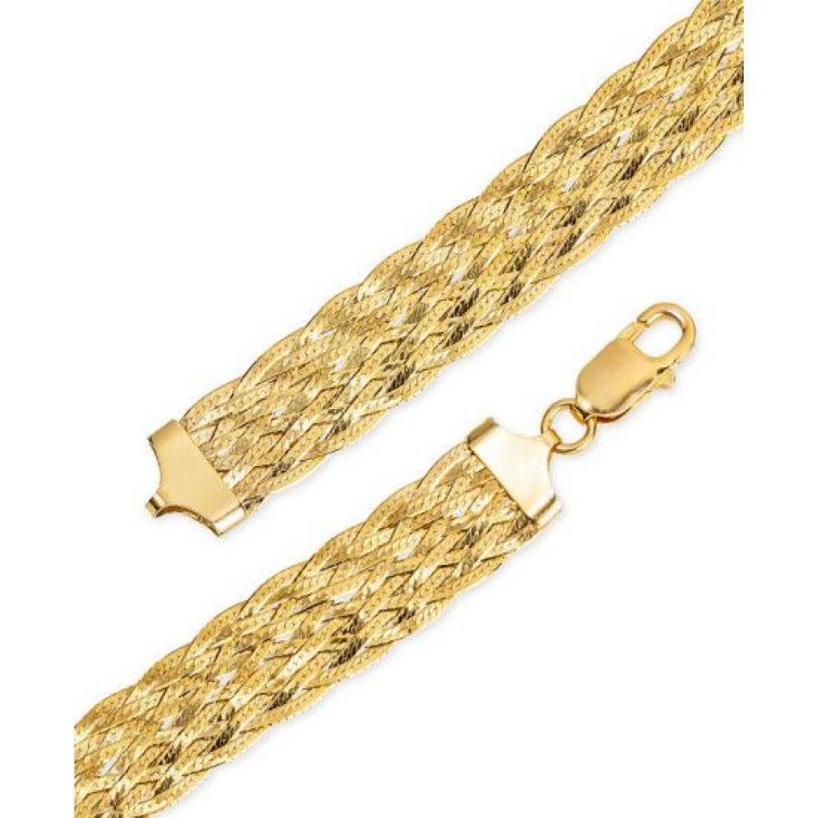 Jewelry & Watches * | Top 10 Giani Bernini Braided Link Bracelet In 18K Gold-Plated , Created For Macy'S Sterling Silver