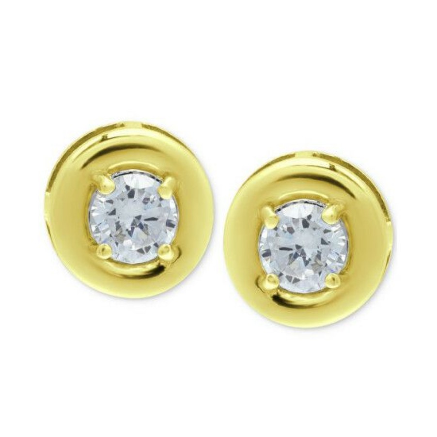 Jewelry & Watches * | Brand New Giani Bernini Cubic Zirconia Framed Stud Earrings, Created For Macy'S Gold Over