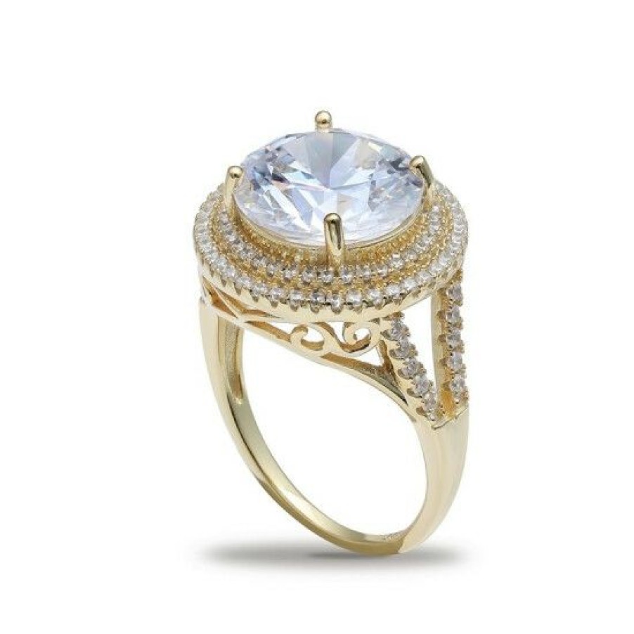 Jewelry & Watches * | Outlet Giani Bernini Cubic Zirconia Double Pave Halo Ring (7-1/2 Ct. T.W.) In 18K Gold Plated Sterling Silver