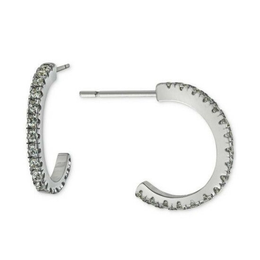 Jewelry & Watches * | Best Deal Giani Bernini Cubic Zirconia Small Half Hoop Earrings, 0.55, Created For Macy'S Silver