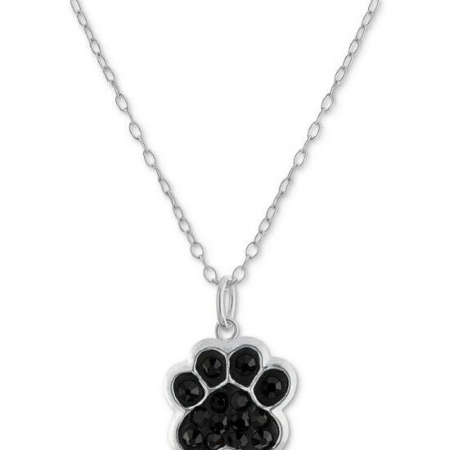 Jewelry & Watches * | Promo Giani Bernini Crystal Pave Pawprint 18 Pendant Necklace In Sterling Silver, Created For Macy'S Black/White