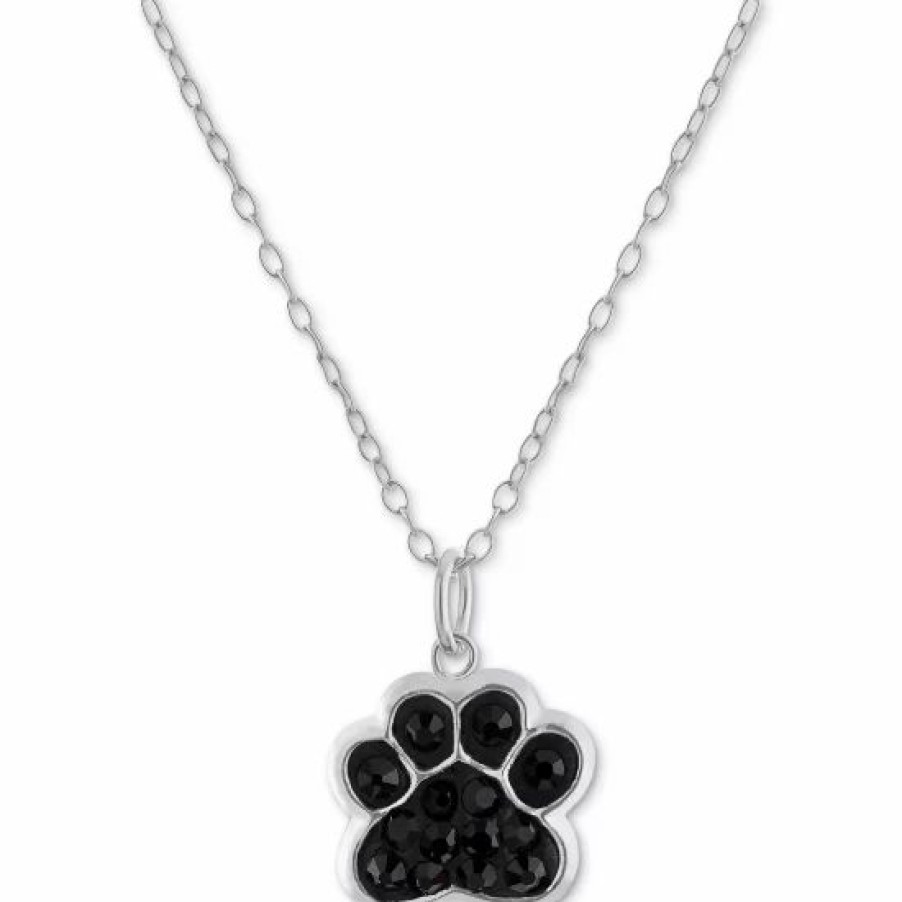 Jewelry & Watches * | Promo Giani Bernini Crystal Pave Pawprint 18 Pendant Necklace In Sterling Silver, Created For Macy'S Black/White