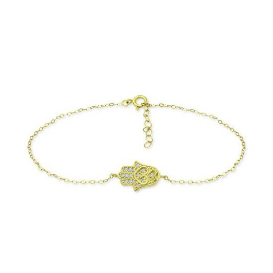 Jewelry & Watches * | Buy Giani Bernini Cubic Zirconia Hamsa Hand Ankle Bracelet, Created For Macy'S