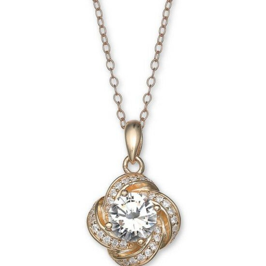 Jewelry & Watches * | Budget Giani Bernini Cubic Zirconia Love Knot Pendant Necklace, 18 + 2 Extender, Created For Macy'S Rose