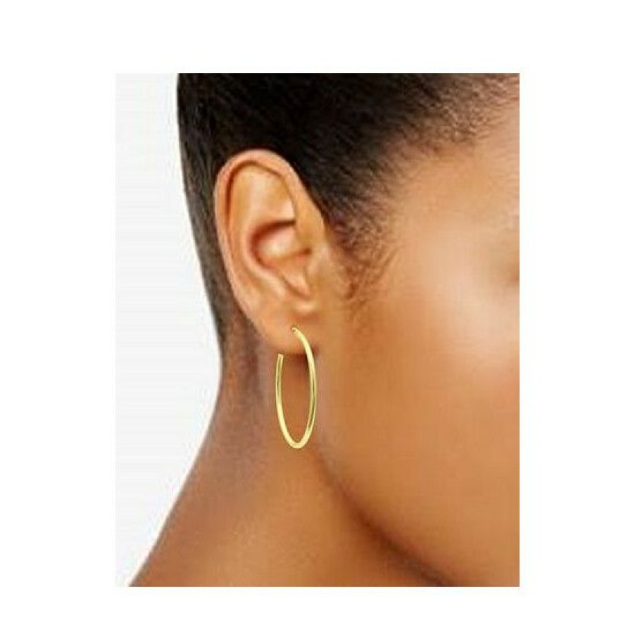 Jewelry & Watches * | Budget Giani Bernini Medium Oval Skinny Hoop Earrings In 18K Gold-Plated Sterling , Or Sterling , 1-5/8, Created For Macy'S