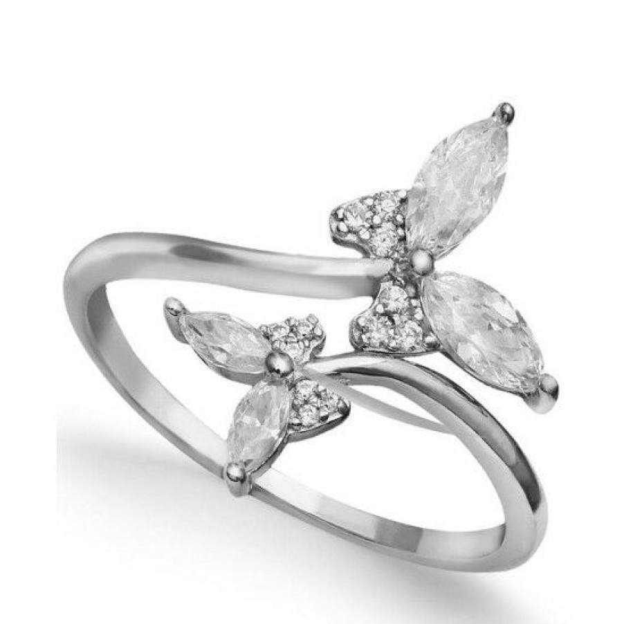 Jewelry & Watches * | Buy Giani Bernini Cubic Zirconia Butterfly Bypass Ring In Sterling Silver, Created For Macy'S White