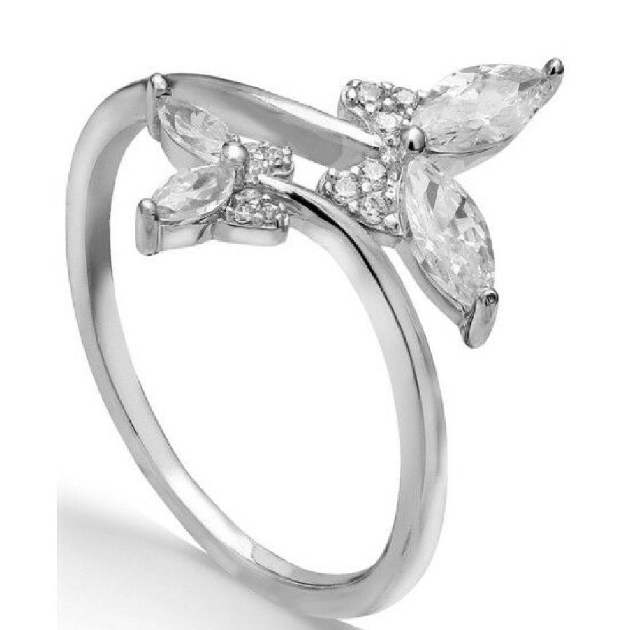 Jewelry & Watches * | Buy Giani Bernini Cubic Zirconia Butterfly Bypass Ring In Sterling Silver, Created For Macy'S White