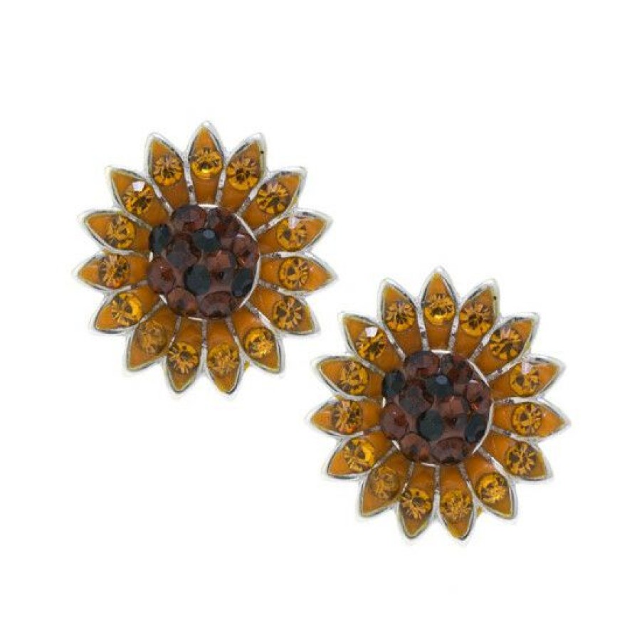 Jewelry & Watches * | Budget Giani Bernini Sunflower Stud Earrings In Sterling Silver Gold