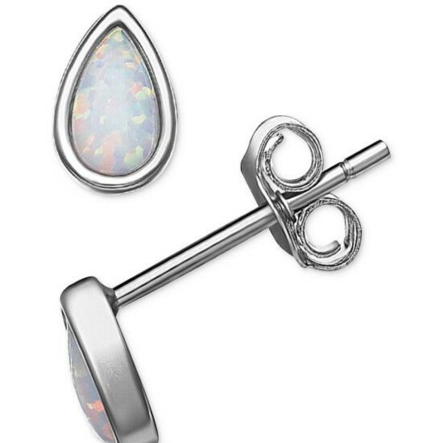 Jewelry & Watches * | Discount Giani Bernini Lab-Created Opal Stud Earrings In , Created For Macy'S Sterling Silver