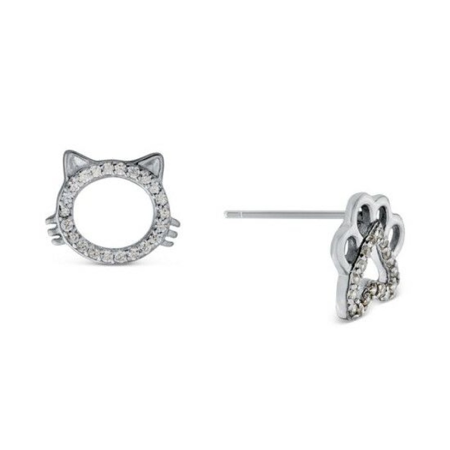 Jewelry & Watches * | Buy Giani Bernini Cubic Zirconia (3/8 Ct. T.W.) Cat Paw Stud Earrings In Sterling Silver