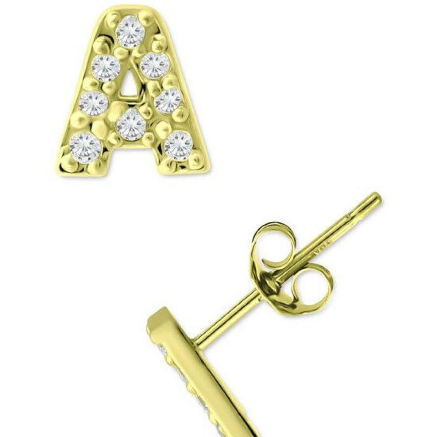 Jewelry & Watches * | Discount Giani Bernini Cubic Zirconia Initial Stud Earrings, Created For Macy'S