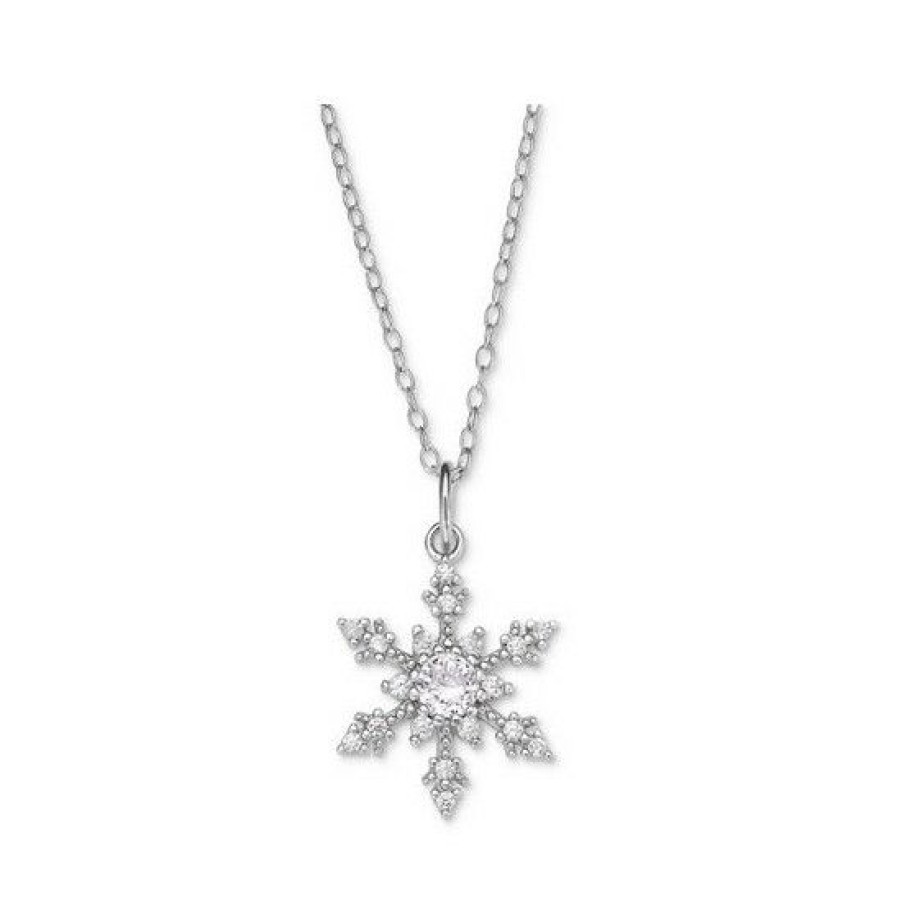 Jewelry & Watches * | Outlet Giani Bernini Ornament Box With Cubic Zirconia Snowflake 18 Pendant Necklace In , Created For Macy'S Sterling Silver