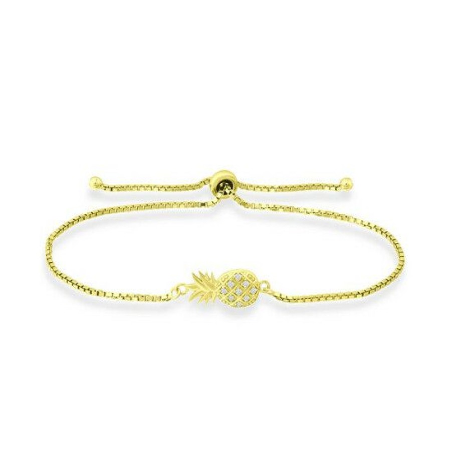 Jewelry & Watches * | Coupon Giani Bernini Cubic Zirconia Pineapple Bolo Bracelet In 18K Gold-Plated Sterling Silver, Created For Macy'S 18K Over Sterling Silver