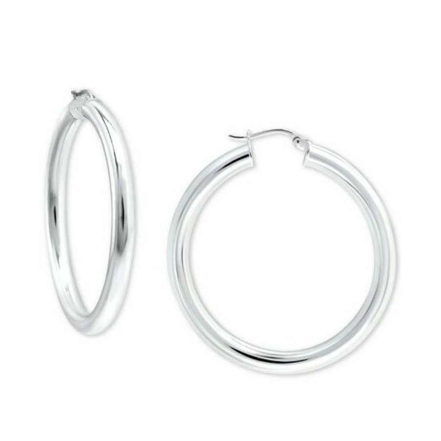 Jewelry & Watches * | Best Sale Giani Bernini Polished Hoop Earrings, Created For Macy'S Silver