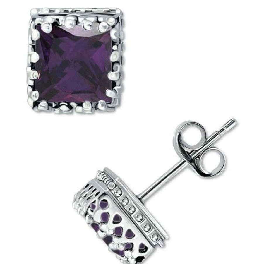 Jewelry & Watches * | Hot Sale Giani Bernini Cubic Zirconia Princess Stud Earrings In , Created For Macy'S