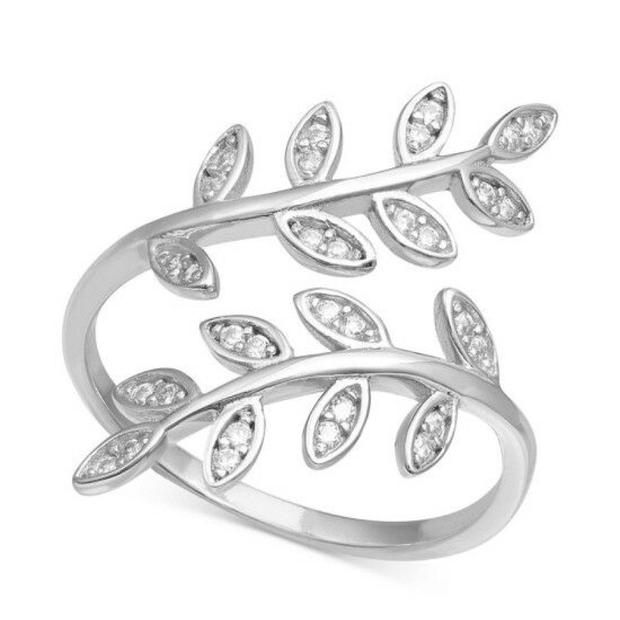 Jewelry & Watches * | New Giani Bernini Cubic Zirconia Leaf Bypass Ring In , Created For Macy'S Sterling Silver