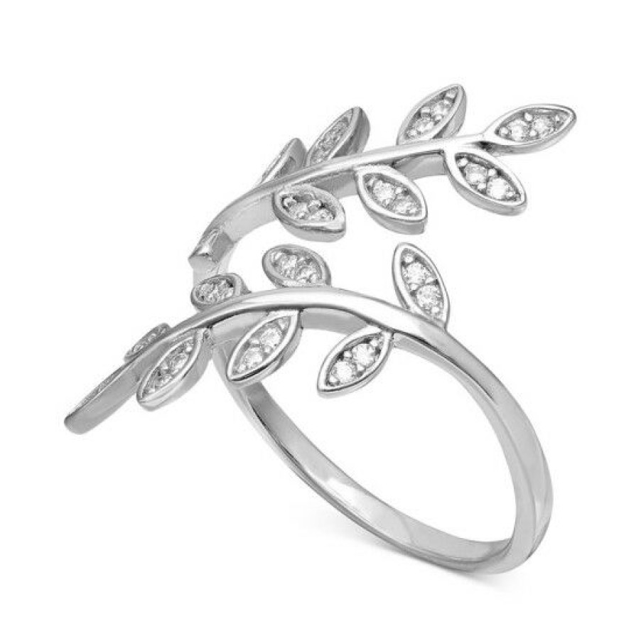 Jewelry & Watches * | New Giani Bernini Cubic Zirconia Leaf Bypass Ring In , Created For Macy'S Sterling Silver