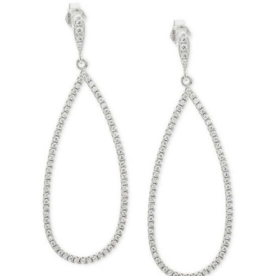 Jewelry & Watches * | Buy Giani Bernini Cubic Zirconia Pave Teardrop Drop Earrings In Sterling , Created For Macy'S Silver