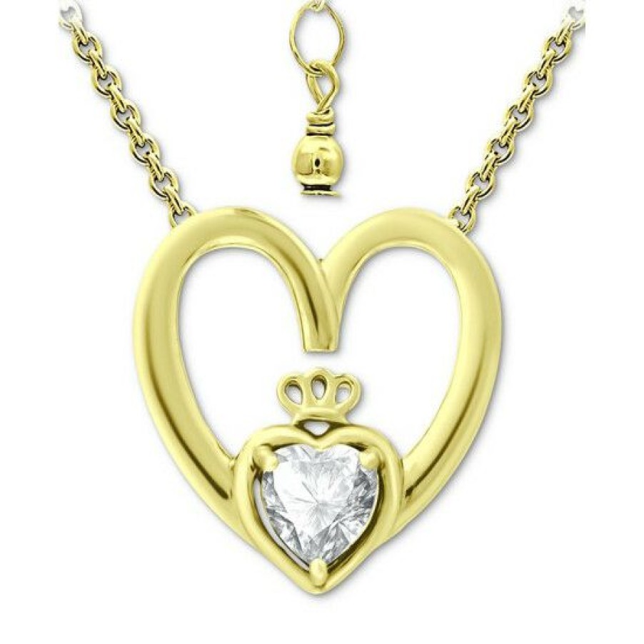 Jewelry & Watches * | Deals Giani Bernini Cubic Zirconia Claddagh Heart 16 Pendant Necklace, Created For Macy'S