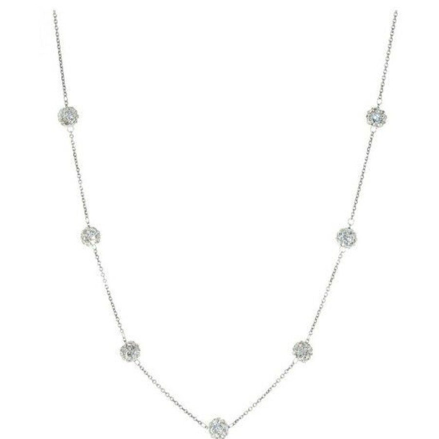 Jewelry & Watches * | Outlet Giani Bernini Crystal Ball 18 Statement Necklace In , Created For Macy'S Sterling Silver