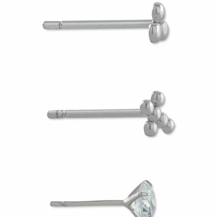 Jewelry & Watches * | Top 10 Giani Bernini 3-Pc. Set Cubic Zirconia Bead Stud Earrings In , Created For Macy'S Sterling Silver