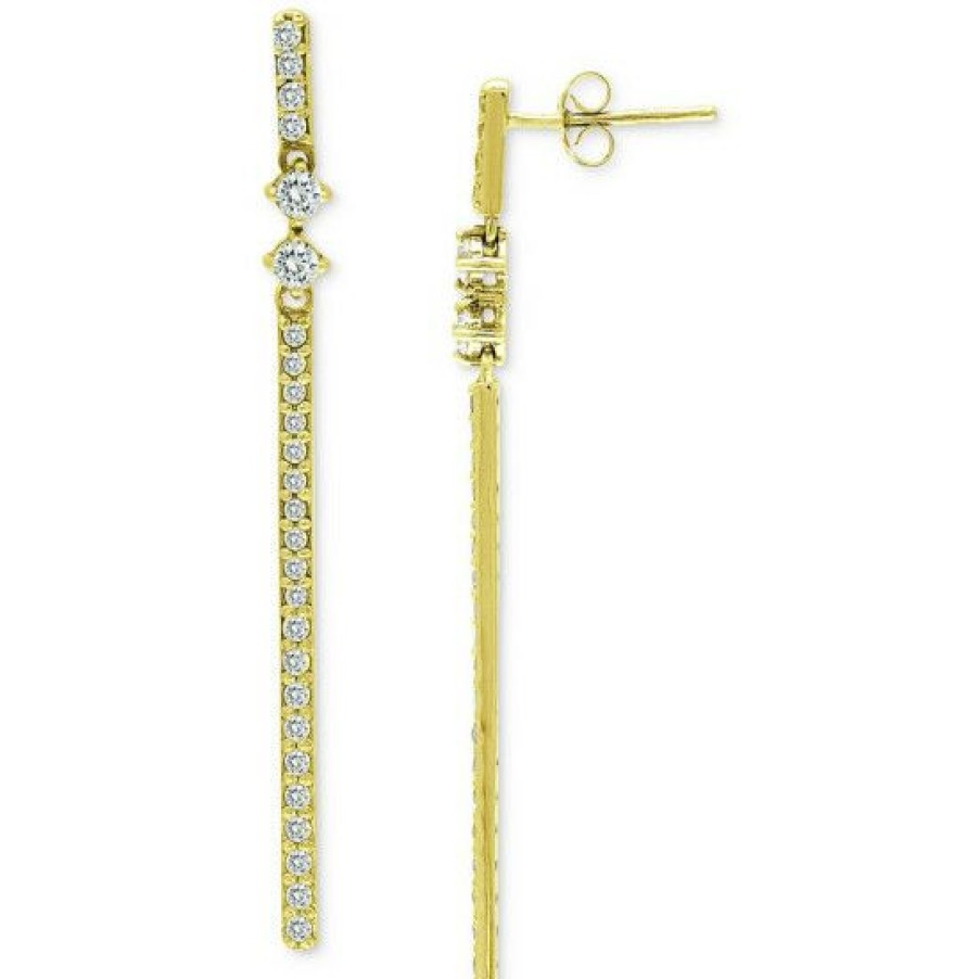 Jewelry & Watches * | New Giani Bernini Cubic Zirconia Linear Bar Drop Earrings, Created For Macy'S Gold Over